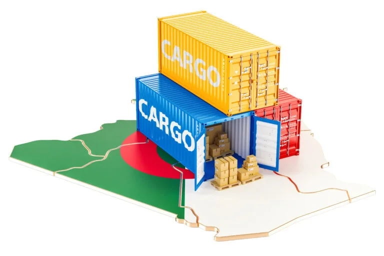 Cargo Shipping and Delivery from Algeria concept 3D rendering