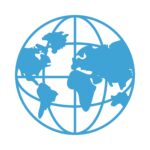 Blue earth globe icon vector illustration world map sphere with continents